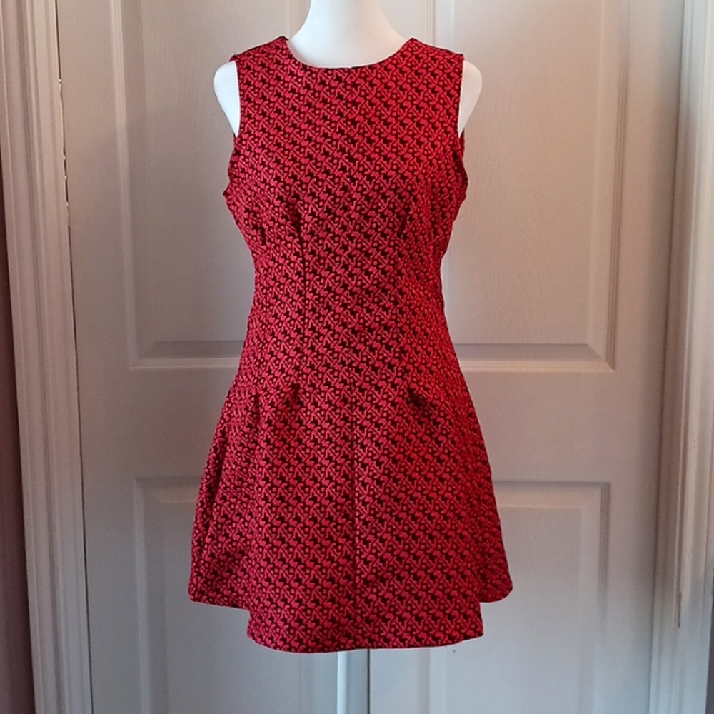 San Souci juniors red & black pattern mini-dress size L - Picture 3 of 9